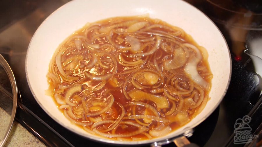 onions have turned translucent while simmering in sauce