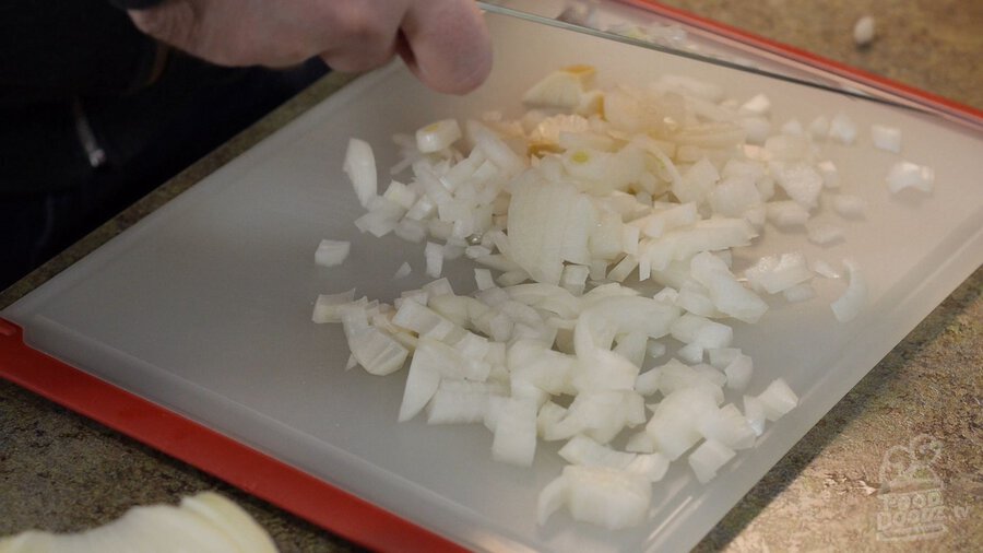 Chopping up an onion