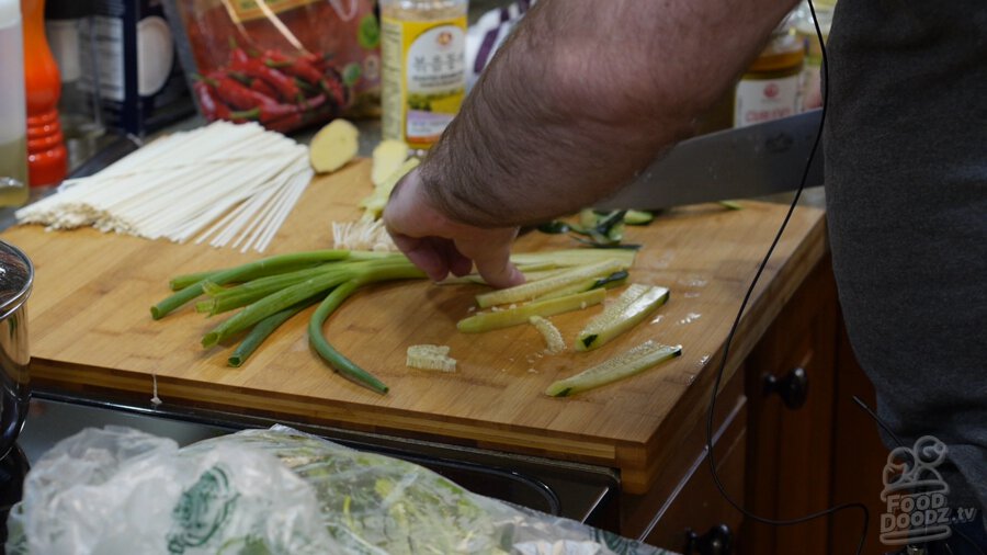 Thinly slice (juliened) cucumber