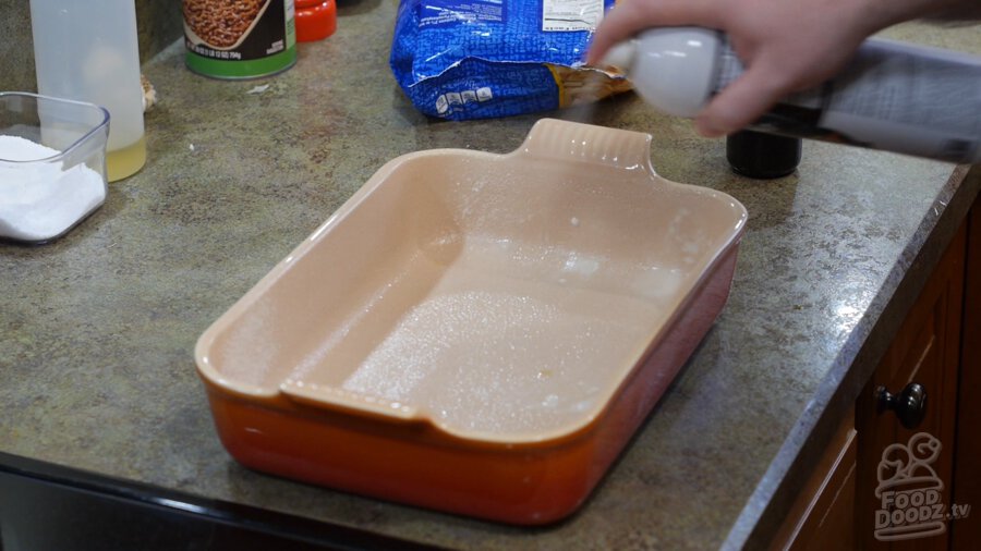 Baking Dish sprayed with cooking oil