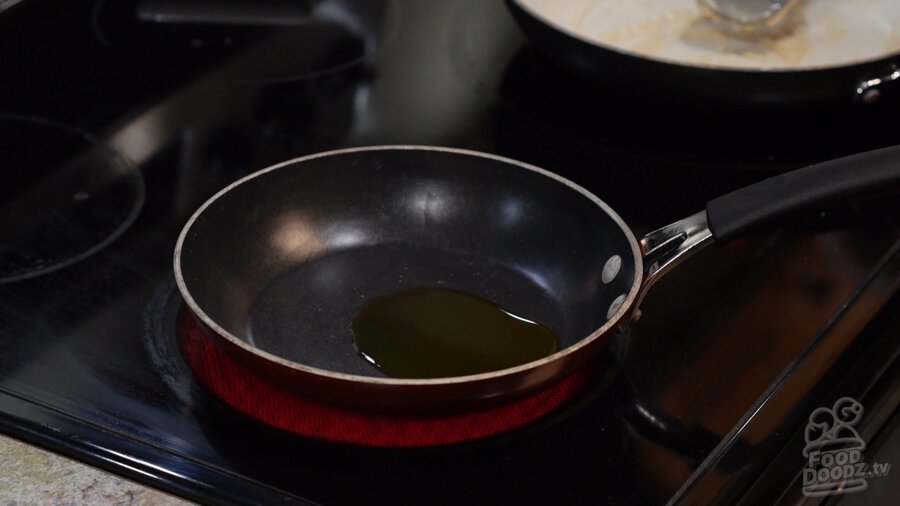 Olive oil in pan