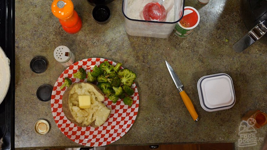 Broccoli added to plate