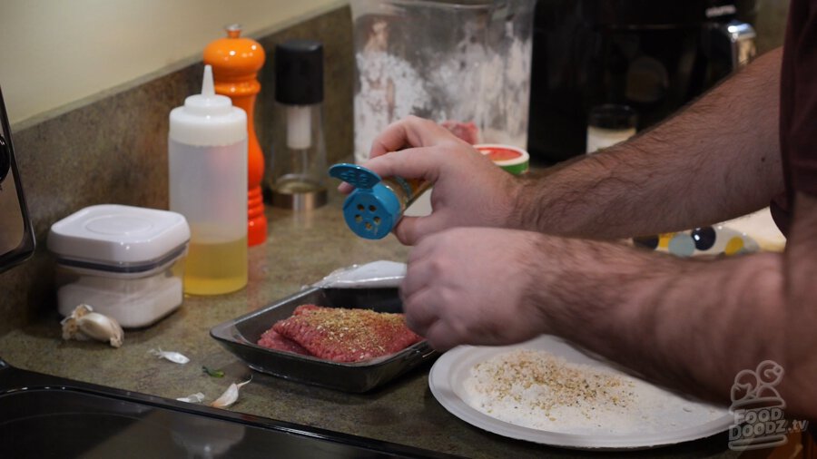 Seasoning the steaks