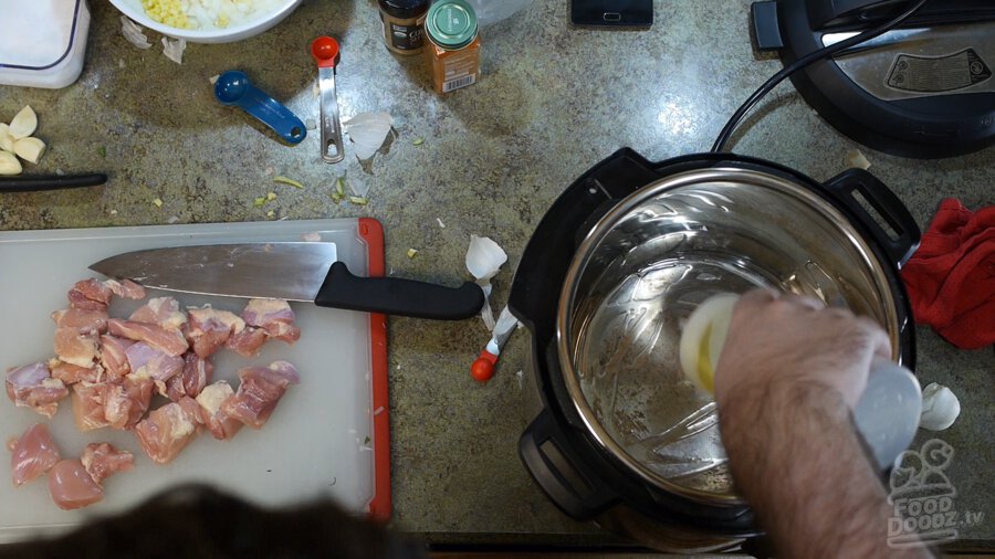 Oil added to a instant pot