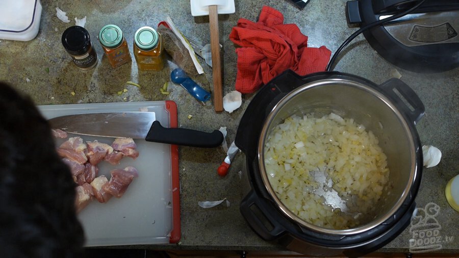 Onions cooked until translucent