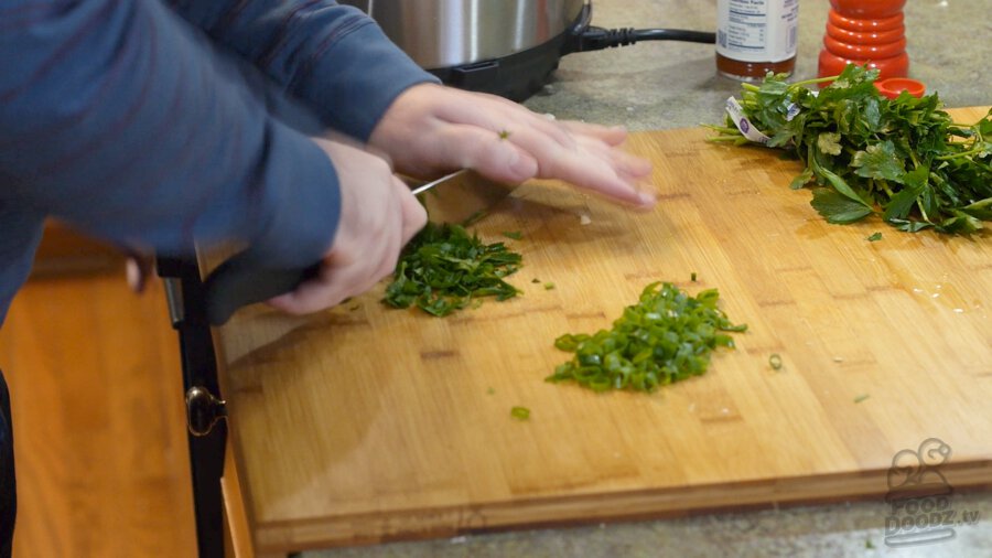 Chopping up parsley