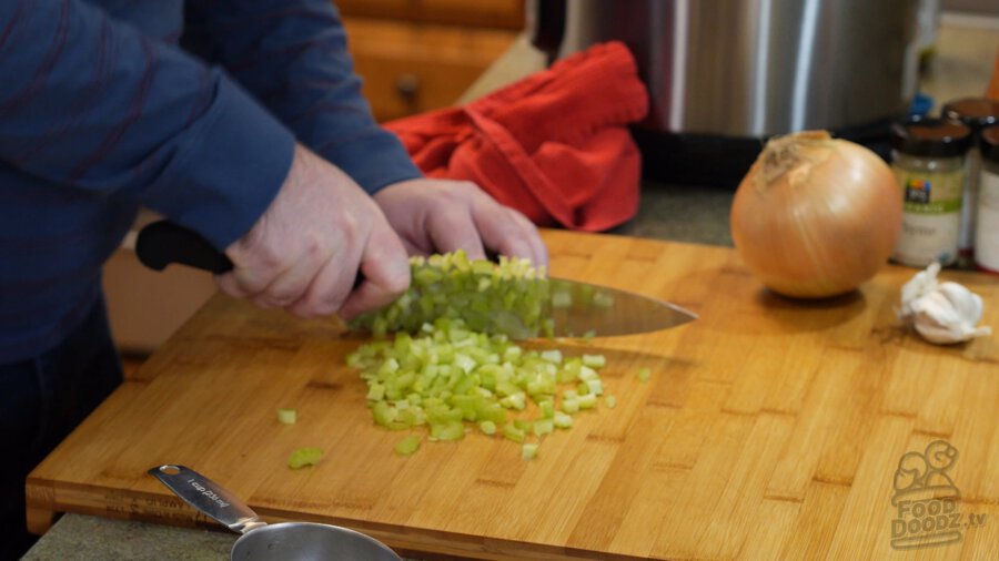 Chopping celery