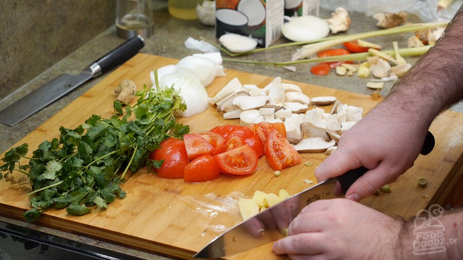 Cutting up lemongrass