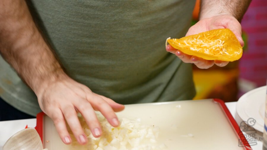 Placing cheese in the tortilla