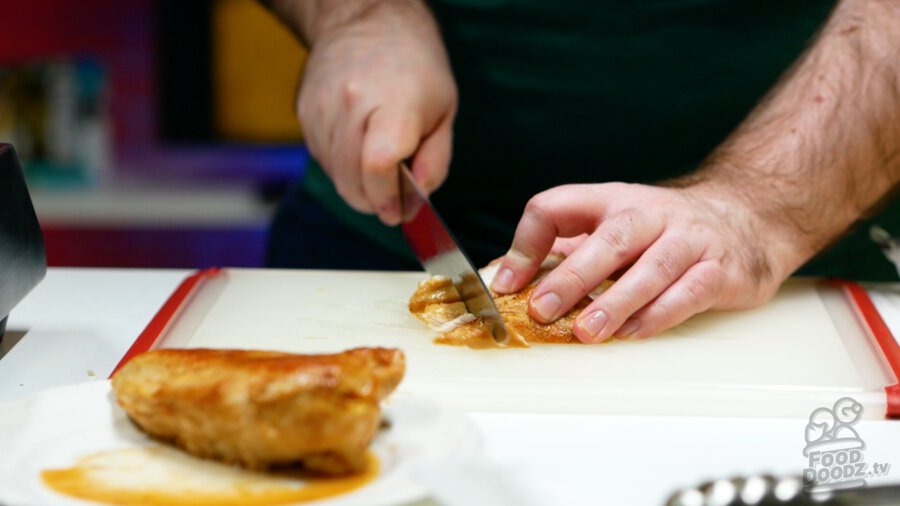 Cutting up chicken