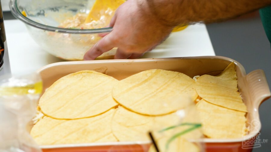 making our last tortilla layer