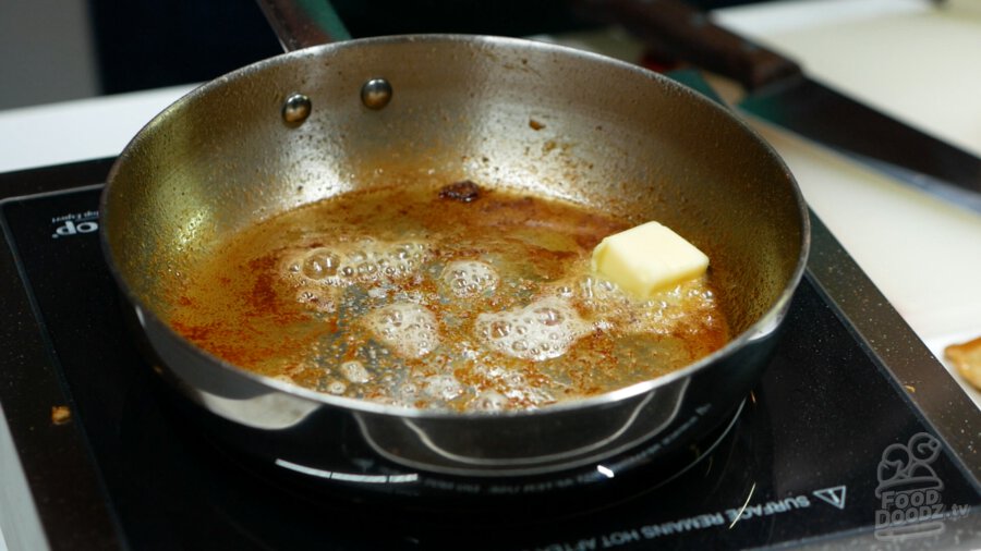 Melting butter in pan