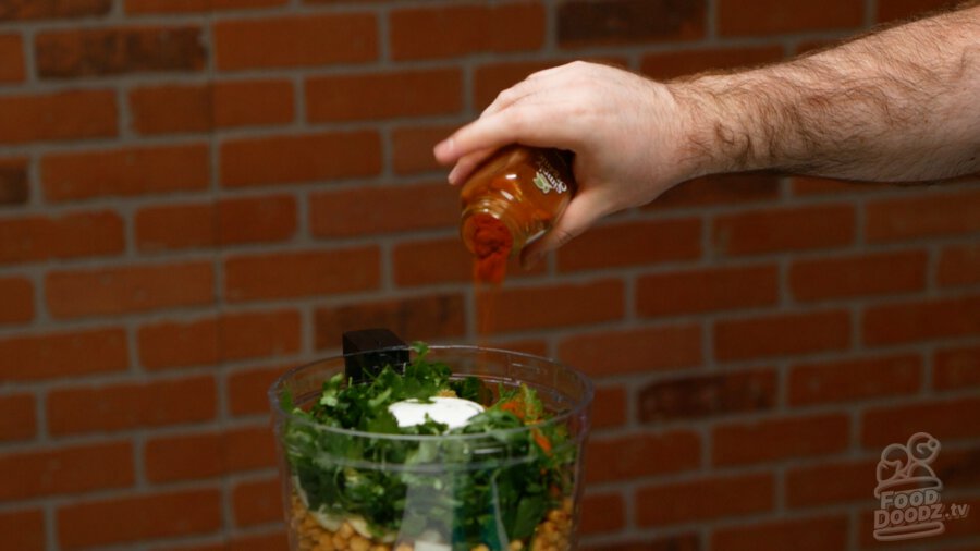 Adding cayenne to food processor