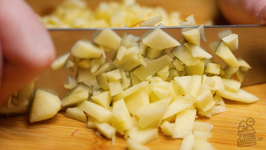 Finely chopping apple