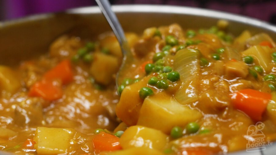 Our finished quick Japanese chicken curry