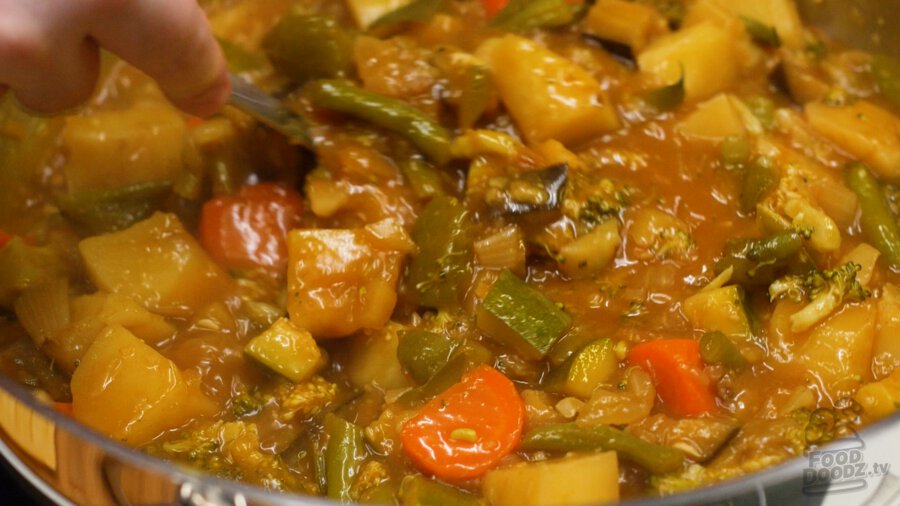 Our finished quick Japanese veggie curry