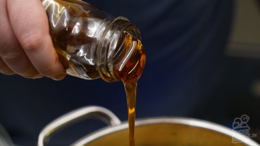 adding honey to pot