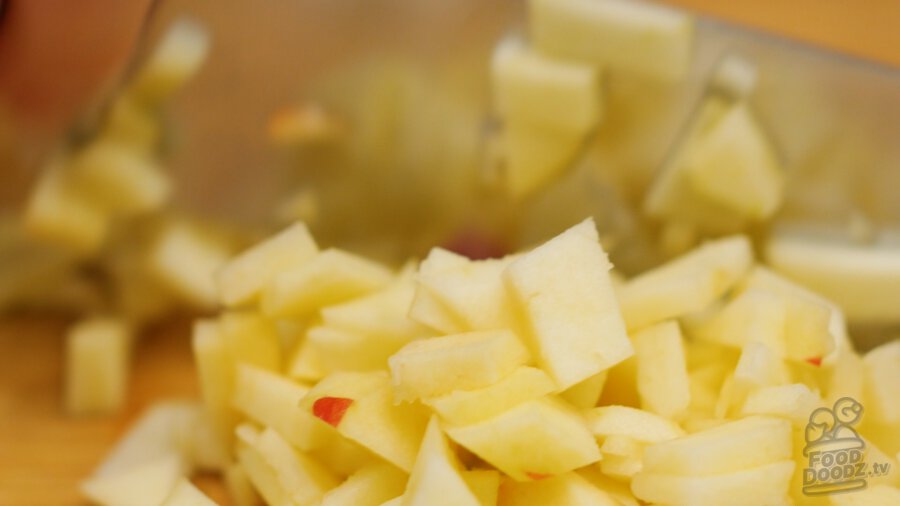 cutting up an apple