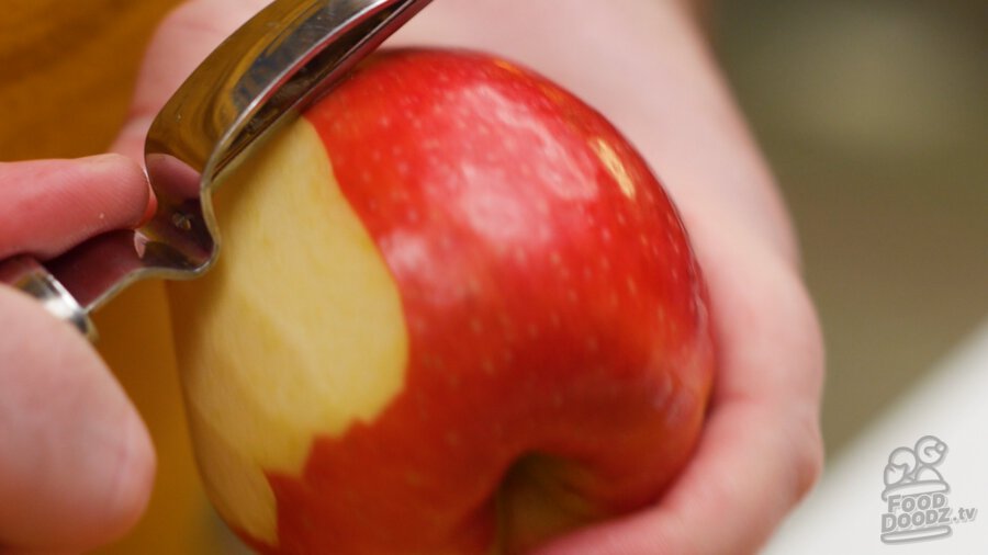 peeling an apple